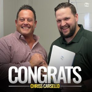 Chriss Carsello and Colin Wetlaufer celebrate Chriss's new promotion 